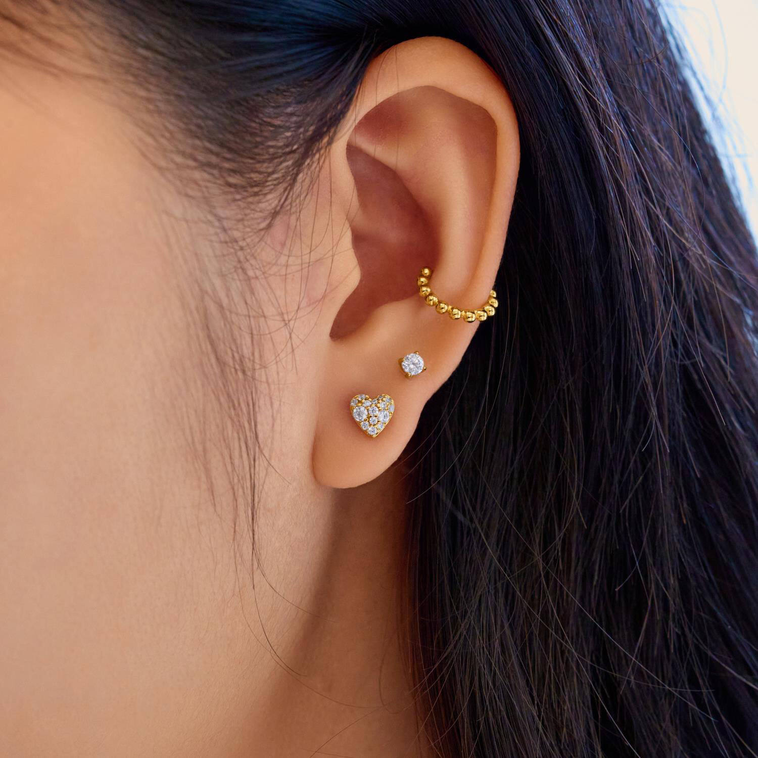  Starlit Drops - Ear studs - Silver / 14kt GP - Zirconia